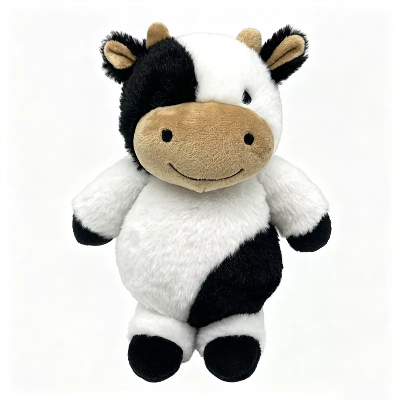 Flauschiges schwarz-weißes Kuh-Plüschtier